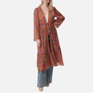 Jessica Simpson Winding Trail Adobe Marilyn Kimono Open Tie Front Size M NWT